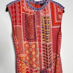 Anthropologie Red Patchwork Maxi Dress